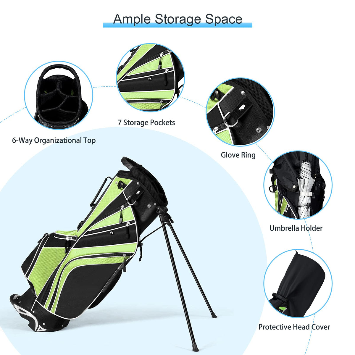 Tangkula golf bag weighs 6 lb for easy transport and handling