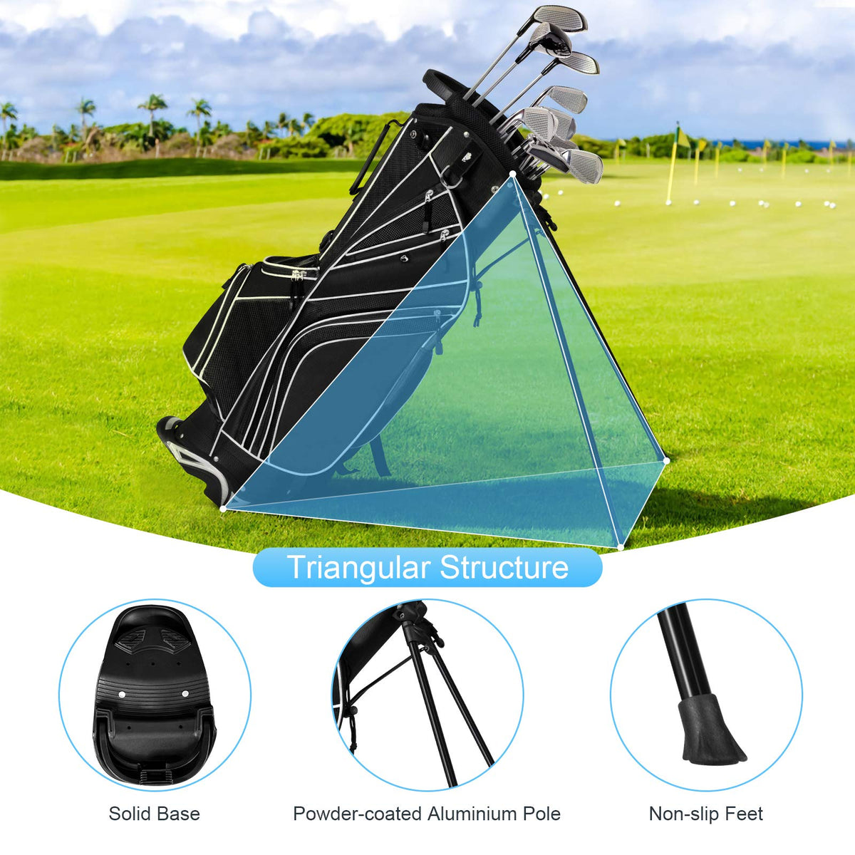 Tangkula golf stand bag is lightweight and travel friendly for easy transport