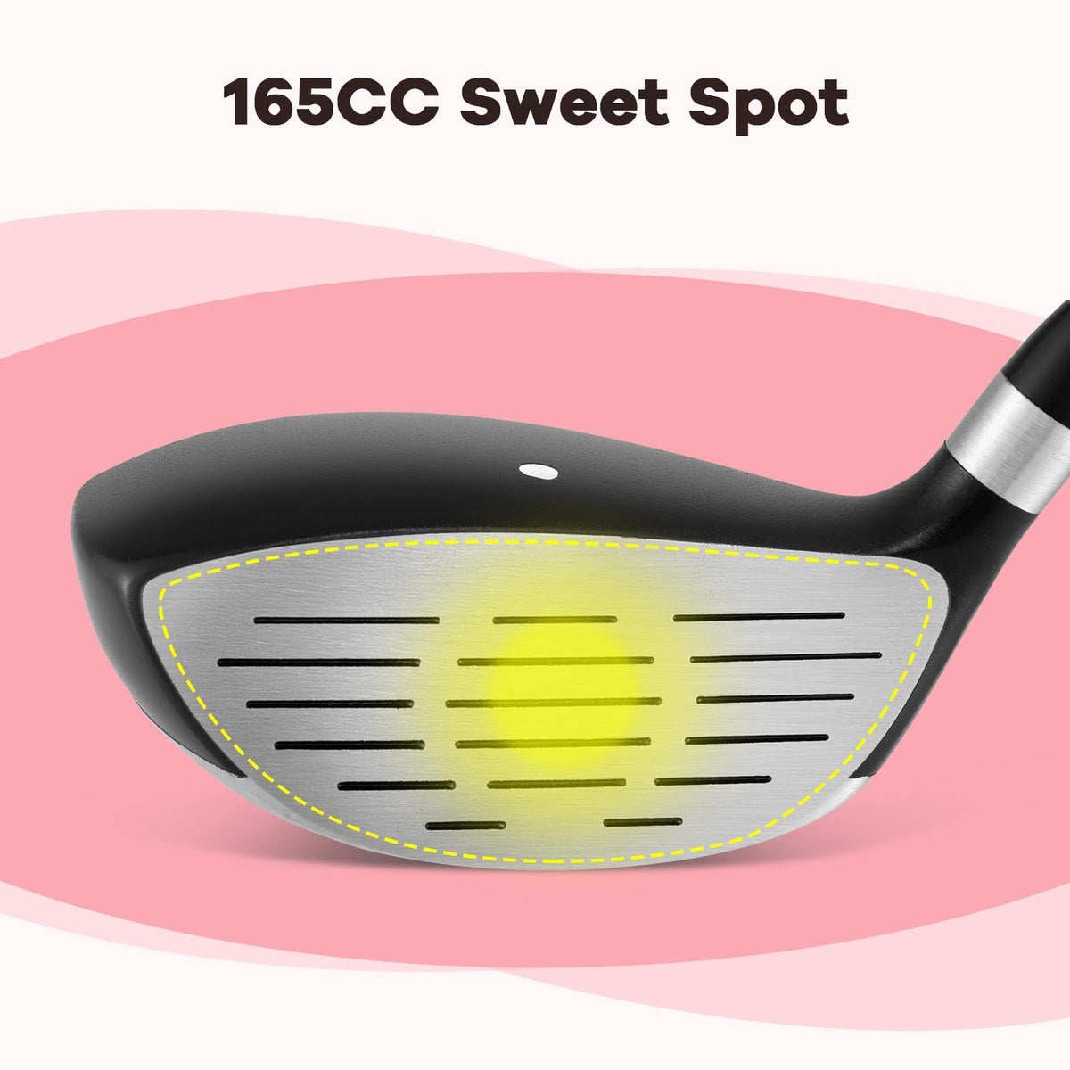 Tangkula 165cc sweet spot club enhances forgiveness on off-center hits.