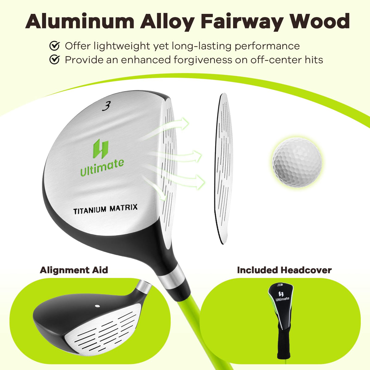 Tangkula junior 3 fairway wood aluminum head lightweight performance