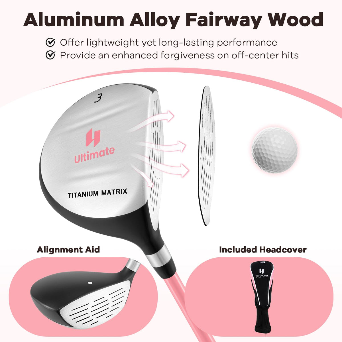Tangkula junior fairway wood with head cover protects clubs during practice.