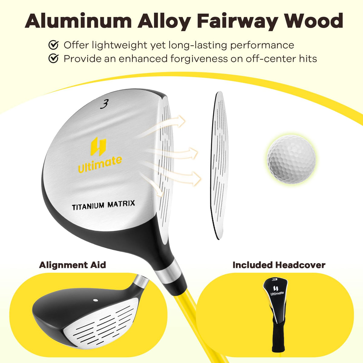 Tangkula Junior 3 Fairway Wood head cover protecting the club