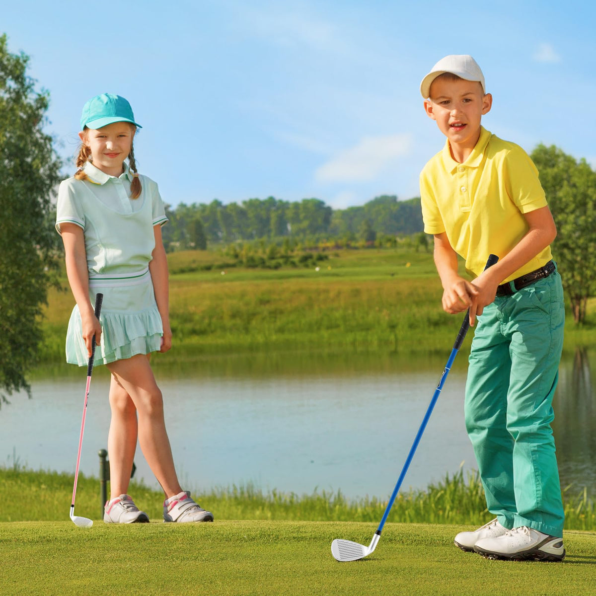 Tangkula Junior 7 iron at 33 inches suits ages 11-14.