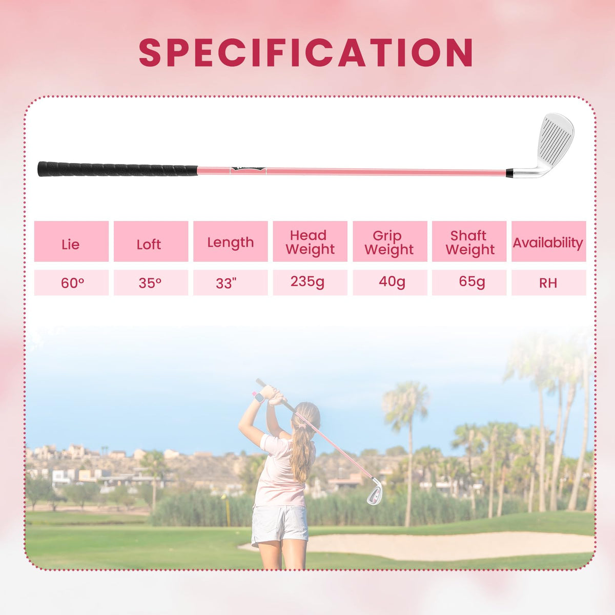 Tangkula Junior 7-iron deep grooves help generate better spin control.