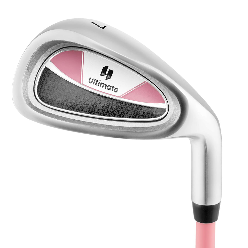 Tangkula Junior 7-iron pink head offers forgiving shots and easy alignment.