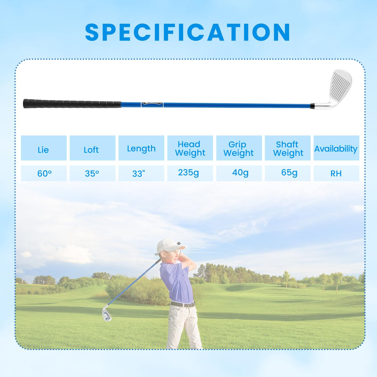 Tangkula Junior 7 iron right-handed setup for young golfers.