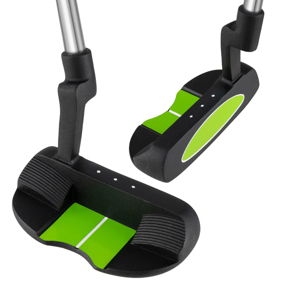 Tangkula junior mallet putter green head provides stable alignment for kids