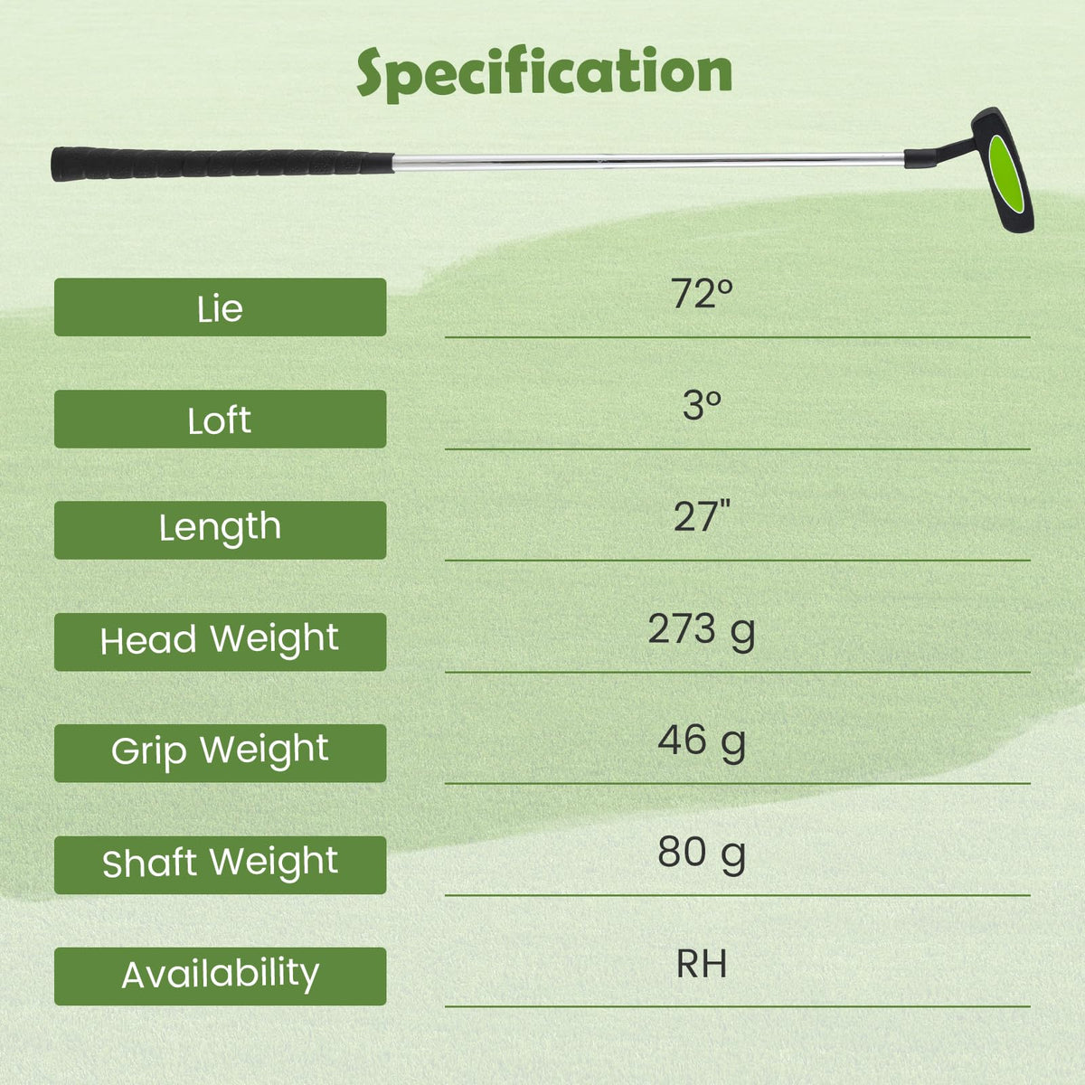 Tangkula junior mallet putter ergonomic non-slip grip enhances comfort