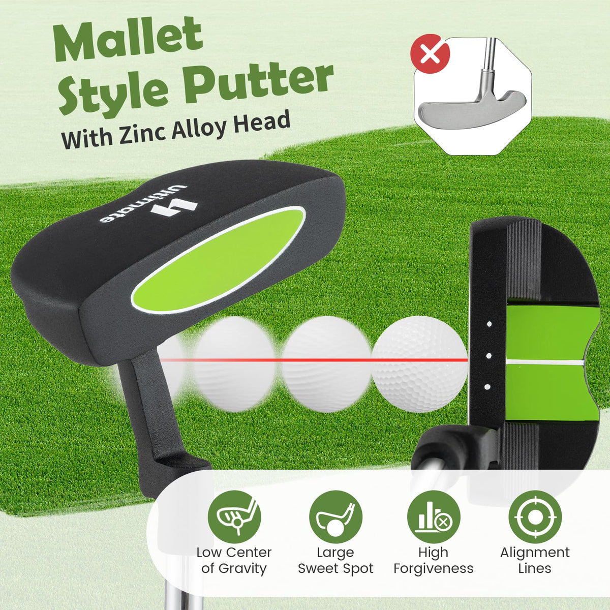 Tangkula junior mallet putter stainless steel shaft offers durability for young players