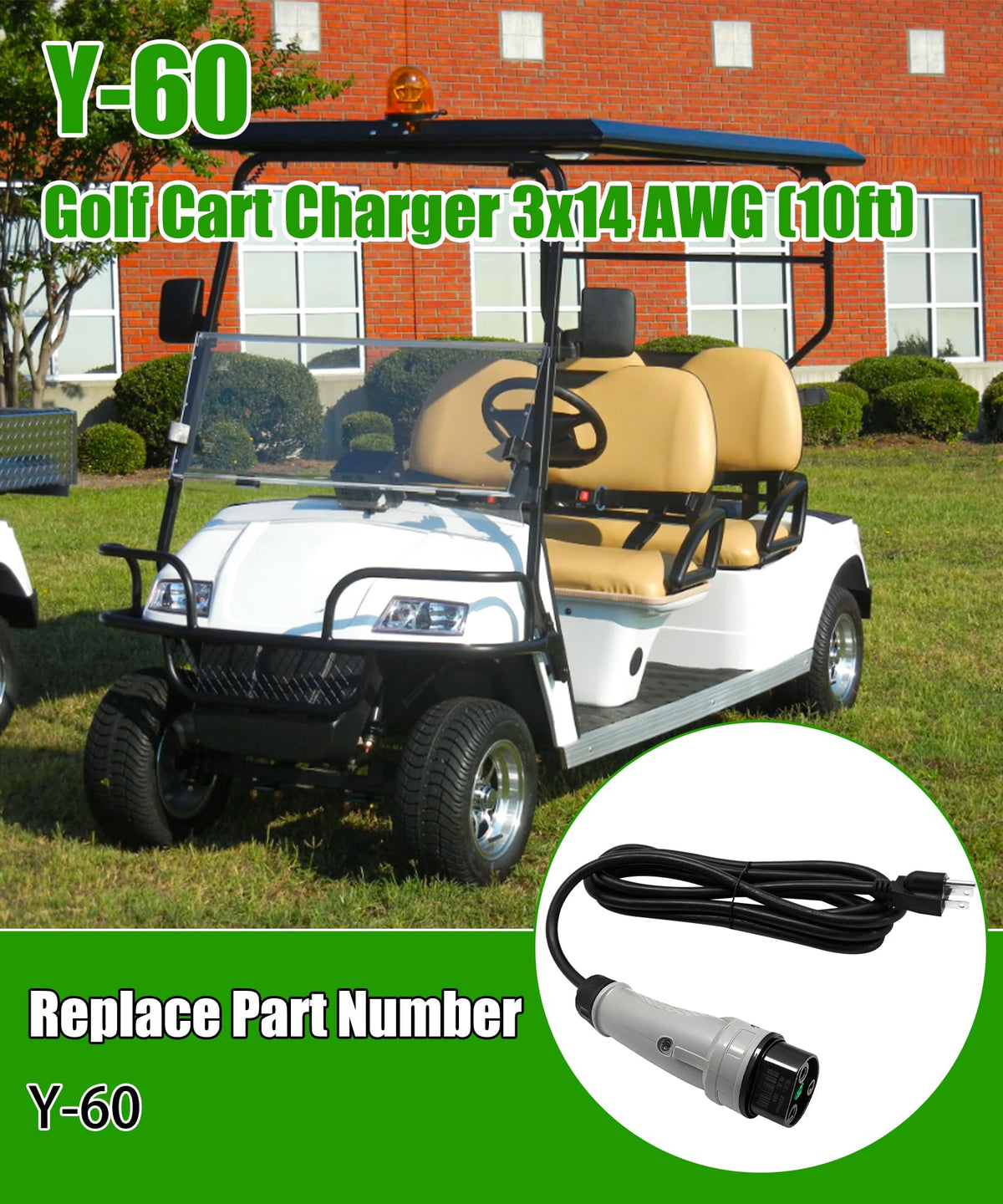Taruimoo Y-60 EV golf cart charging cable for efficient, cooler operation