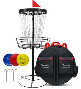 TarumG disc golf basket with 24 chains for reliable catches during practice.