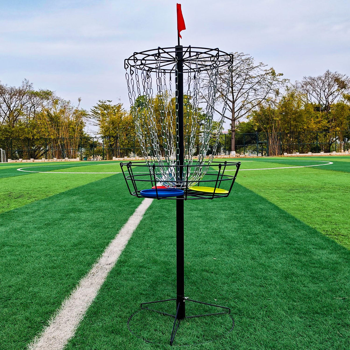 TARUMG disc golf basket 24 chains for reliable disc catching