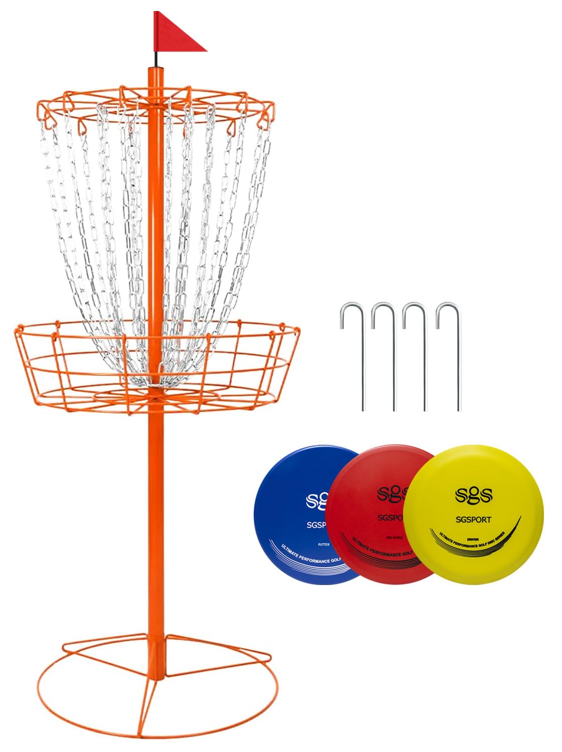 TARUMG disc golf basket with 24 chains for reliable catches