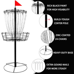 TARUMG disc golf basket with six discs set suitable for all skill levels