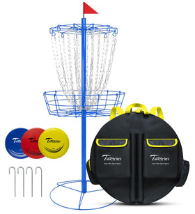 TARUMG disc golf basket in assembly setup for quick practice.