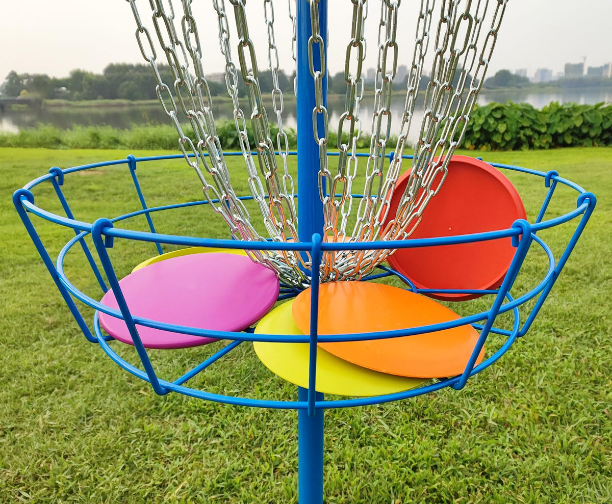 TARUMG disc golf in-use image showing portable setup for all skill levels