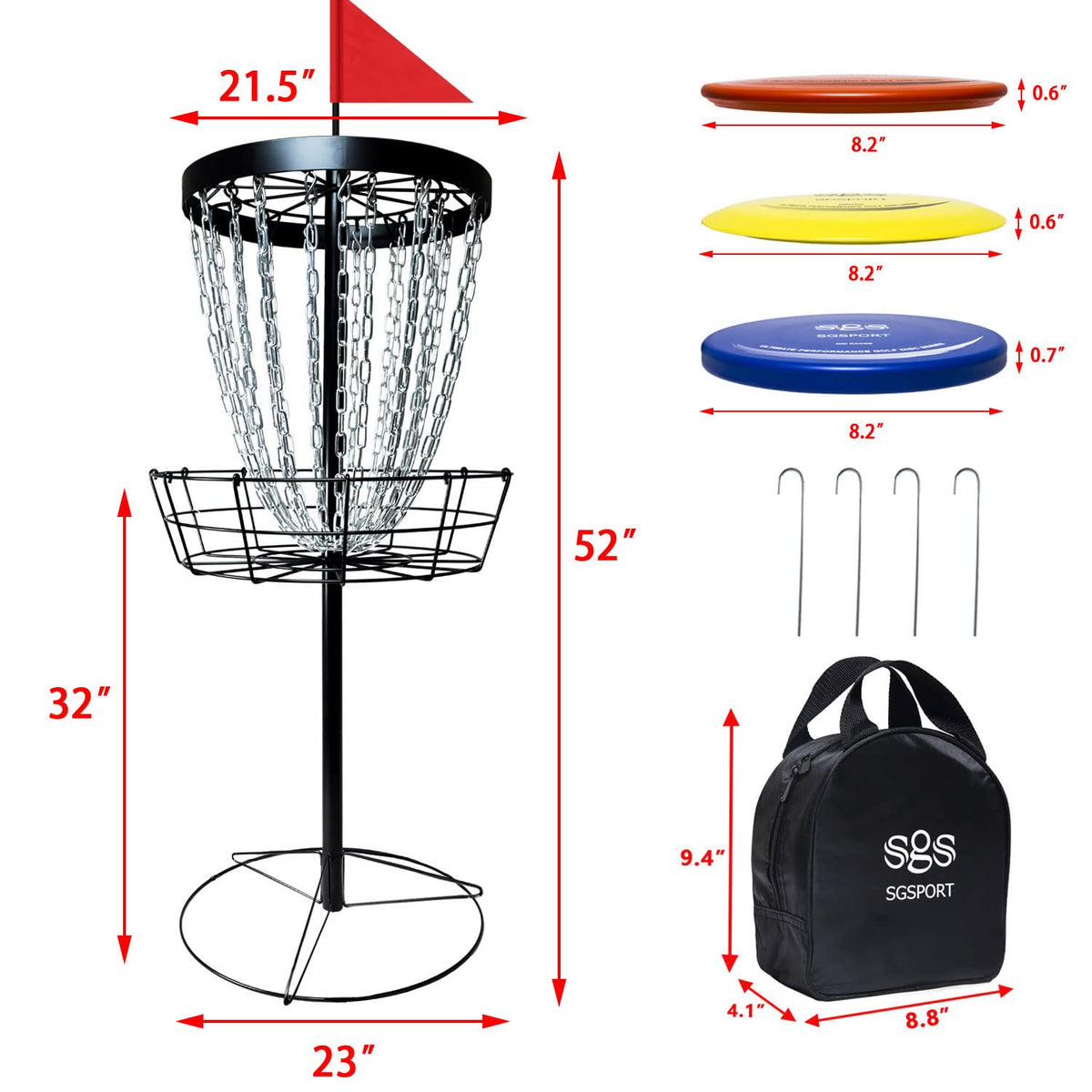 Close-up of zinc galvanized chains on Tarumg SGSport basket; rust-resistant design.