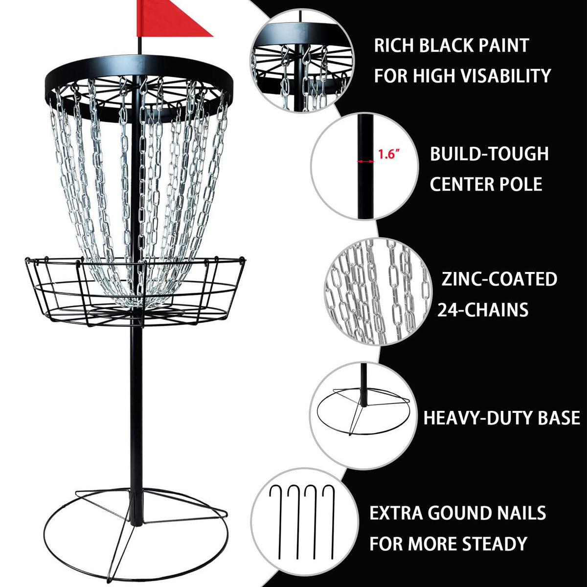 Tarumg SGSport solid center pole detail for long-lasting stability.