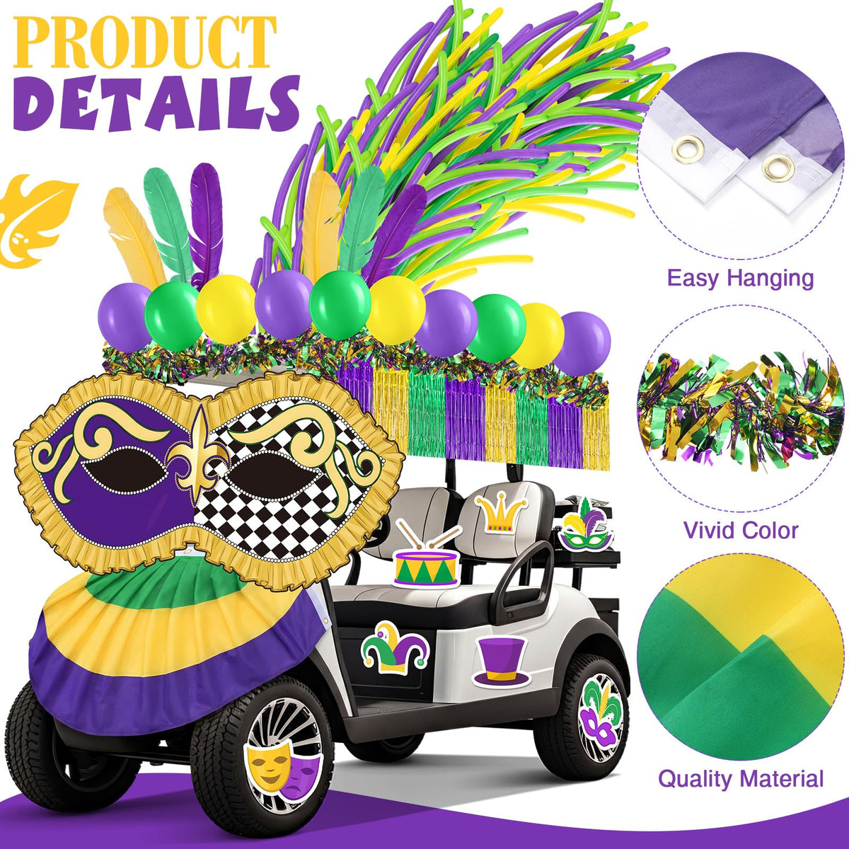 Tasdurian Mardi Gras PVC shapes add durable outdoor decoration