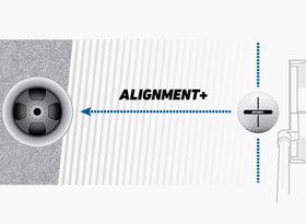 TaylorMade Distance+ ball alignment aid on green, enhancing target alignment