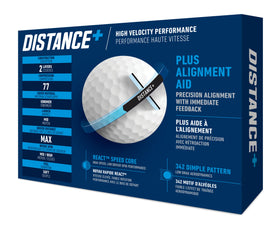 TaylorMade Distance+ ball React Speed Core close-up highlighting explosive speed