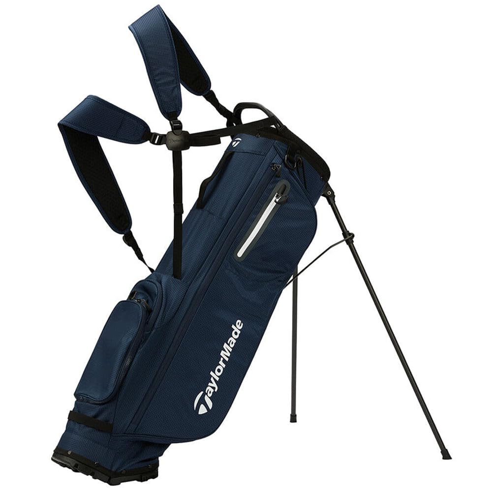 TaylorMade FlexTech Superlite Stand Bag coral navy top view with clubs ready