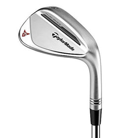 TaylorMade MG2 Chrome wedge raw face close-up showing greenside spin potential