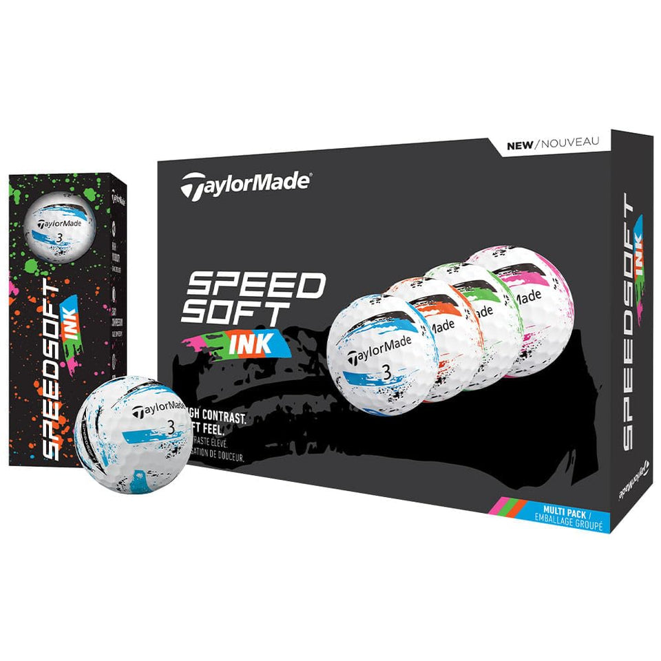 TaylorMade Speed Soft Ink multi-pack pack shot highlighting soft feel and value