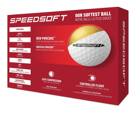 TaylorMade SpeedSoft on green with tee, bright yellow for better visibility and greenside play