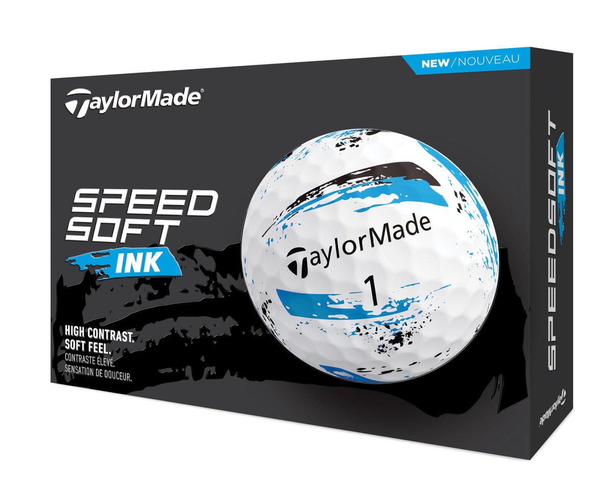 TaylorMade SpeedSoft Ink Blue golf ball with soft feel and fast speed for everyday play