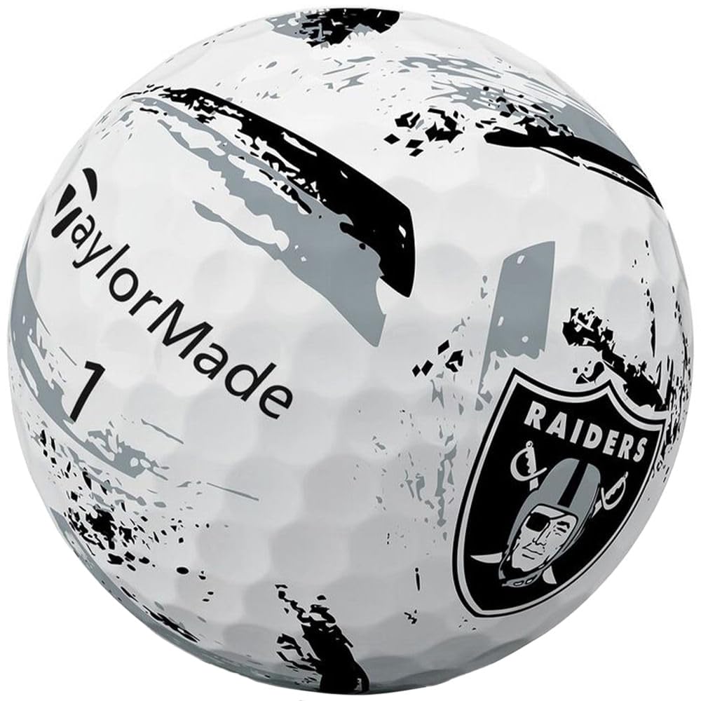 TaylorMade Raiders branding visible on golf balls.