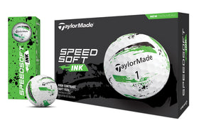 TaylorMade SPEEDSOFT Ink paint-splatter golf balls design for quick alignment