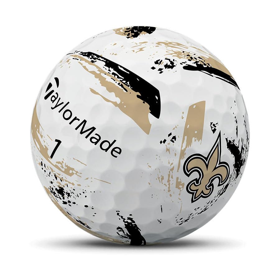 Close-up of the Saints logo on SpeedSoft ball highlighting bold team branding