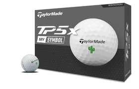 TaylorMade Symbol TP5X Cactus golf ball front view with alignment guidance