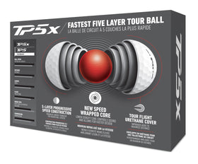TaylorMade Symbol TP5X palm-tree golf ball with improved alignment for precise setup.