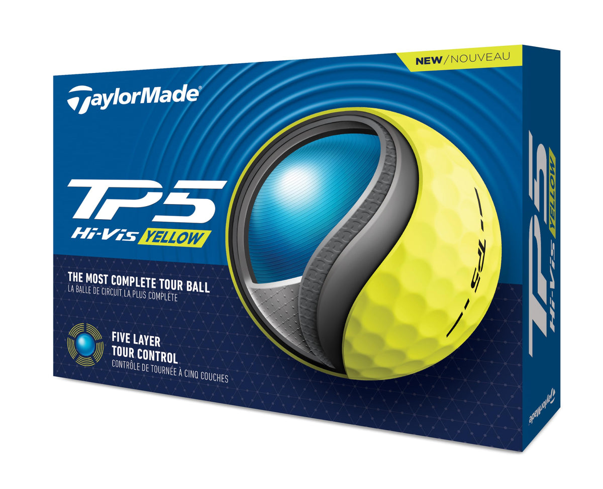 TaylorMade TM24 TP5 yellow pack front view for high greenside visibility