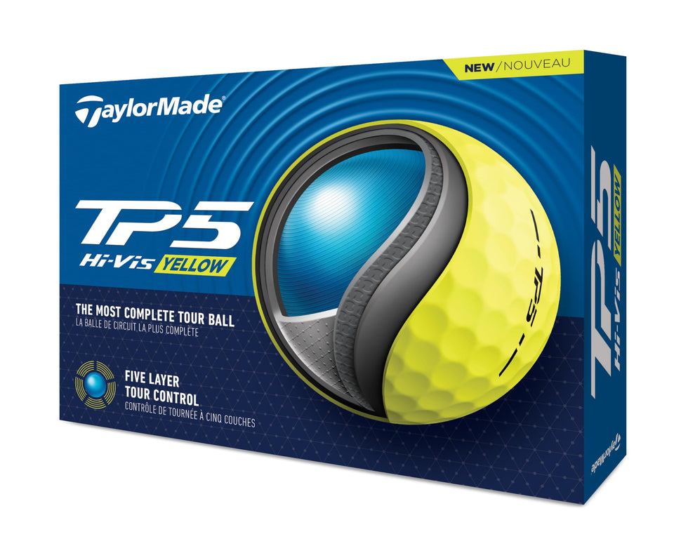 TaylorMade TM24 TP5 yellow pack front view for high greenside visibility