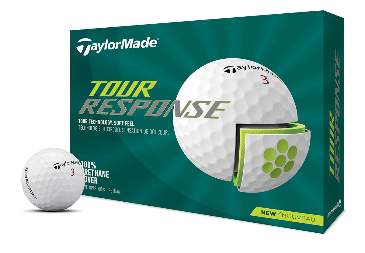 TaylorMade Tour Response ball packaging image shows product in white box