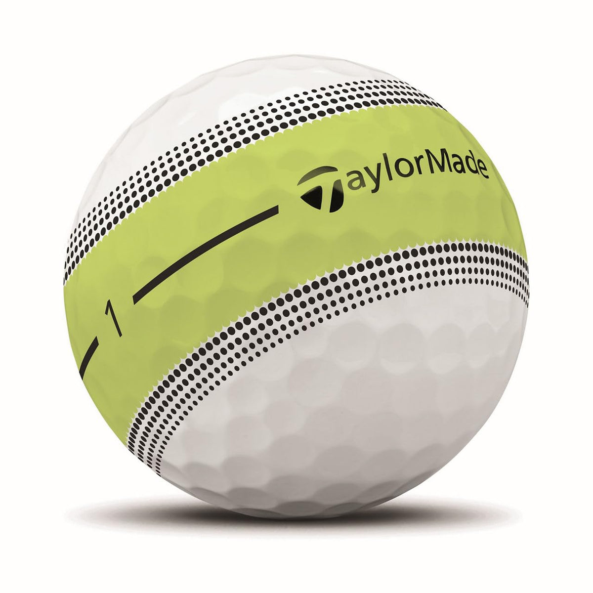 TaylorMade Tour Response Stripe 360° stripe closeup showing alignment aid on ball