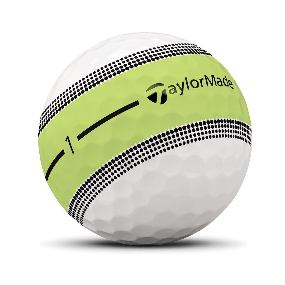 TaylorMade Tour Response Stripe in hi-visibility colors enhances on-course visibility and feedback.