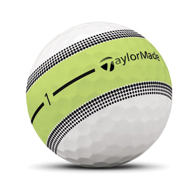 TaylorMade Tour Response Stripe in hi-visibility colors enhances on-course visibility and feedback.