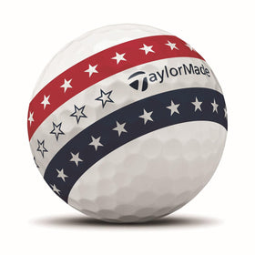 TaylorMade Tour Response Stripe USA One Dozen ball in flight showcases soft spin potential and speed.