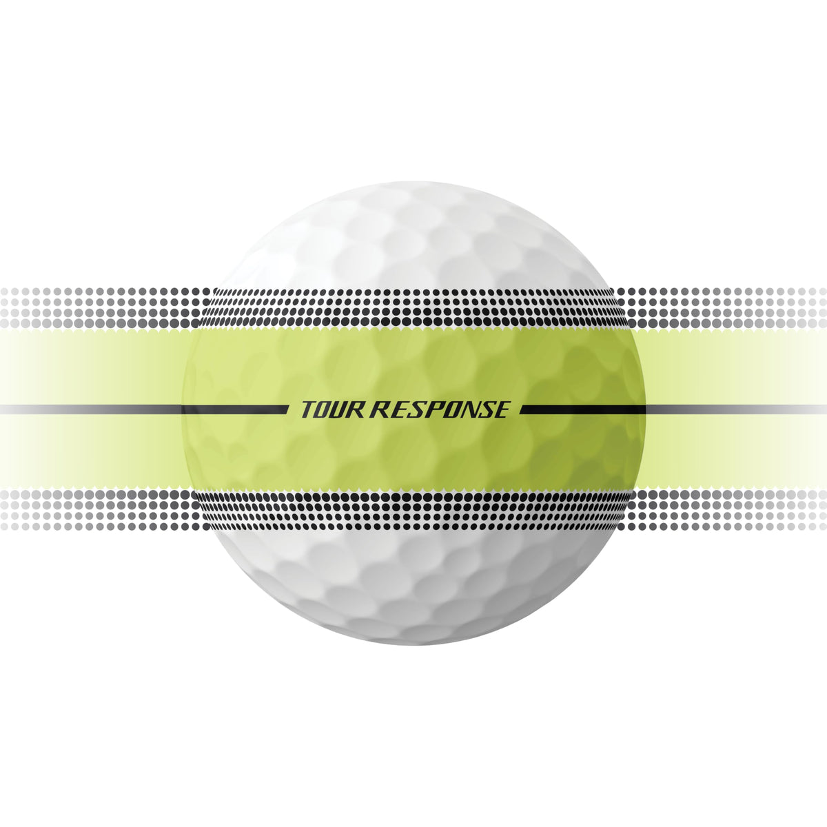 TaylorMade Tour Response Stripe ball in hand highlights visibility and feel for approach shots