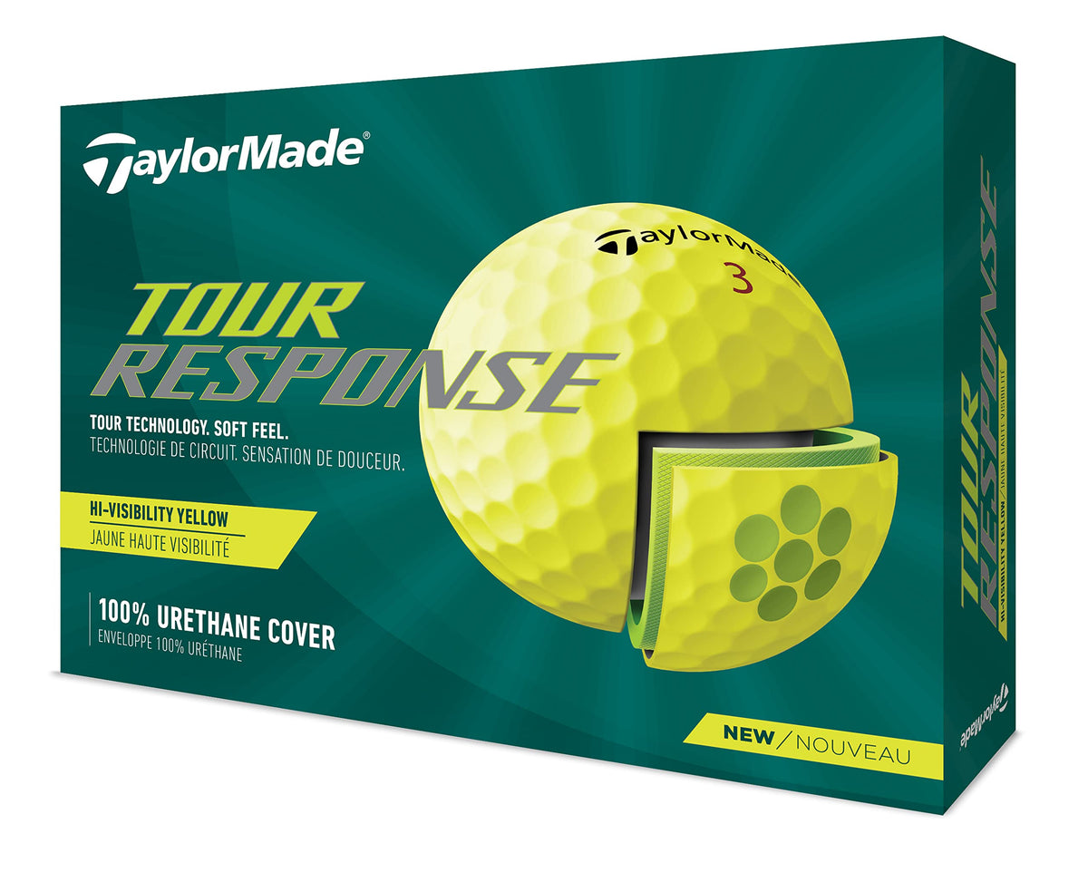 TaylorMade Tour Response Yellow Dozen core detail highlights ultra-low 40 compression for feel.