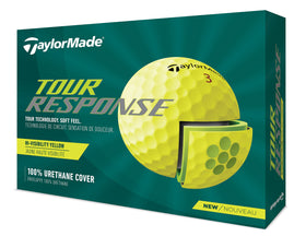 TaylorMade Tour Response Yellow Dozen core detail highlights ultra-low 40 compression for feel.