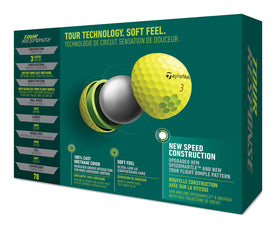 TaylorMade Tour Response Yellow Dozen bright yellow finish for visibility on greens.
