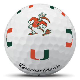 TaylorMade TP5 PIX Miami ball surface detail with vivid dimple pattern for dependable spin