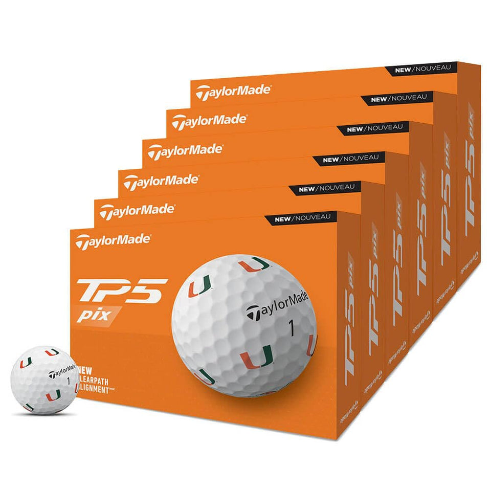 TaylorMade TP5 PIX Miami one-dozen packaging highlighting team branding for fans