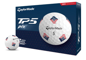 TaylorMade TP5 PIX3.0 front view ball showing alignment cues and spin potential