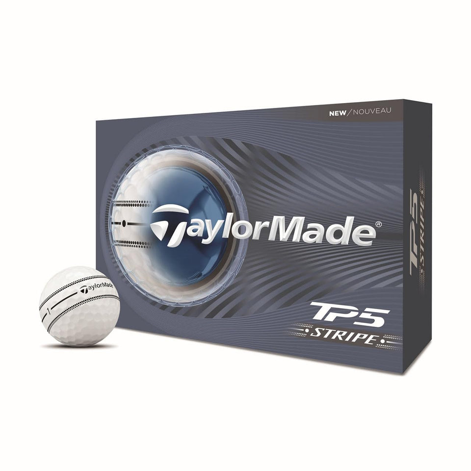 TaylorMade TP5 Stripe front view shows 360-degree alignment for precise feedback.
